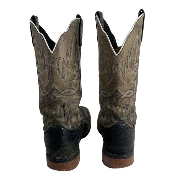 Laredo Mens Isaac 7910 Black Gray Leather Cowboy Western Boots SZ 7.5D FLAWS - Picture 4 of 8